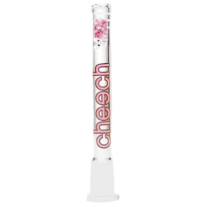 Cheech 14mm glass bong downstem with pink diamond-shaped glass beads and clear glass body. - The Wee Smoke Shop