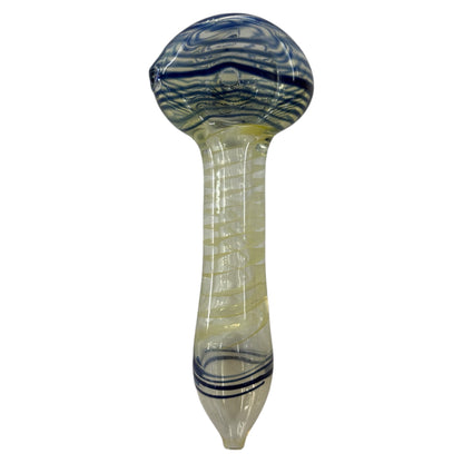 blue 4 inch fumed glass hand pipe with swirl design and rounded bowl - The Wee Smoke Shop