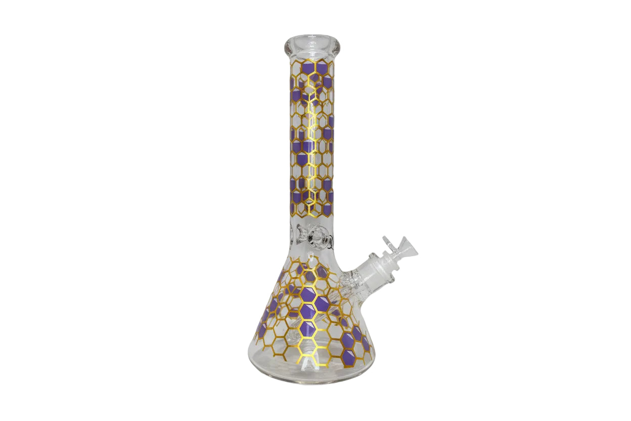 Wheel 14" 7mm Honeycomb Beaker Bong - Purple - The Wee Smoke Shop