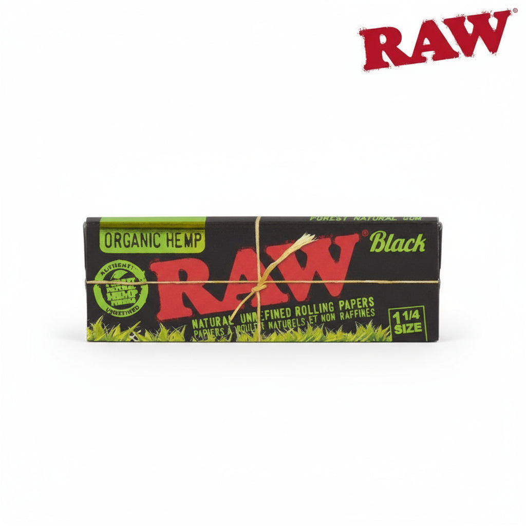 RAW Black Organic Hemp (1 1/4) Rolling Papers - The Wee Smoke Shop