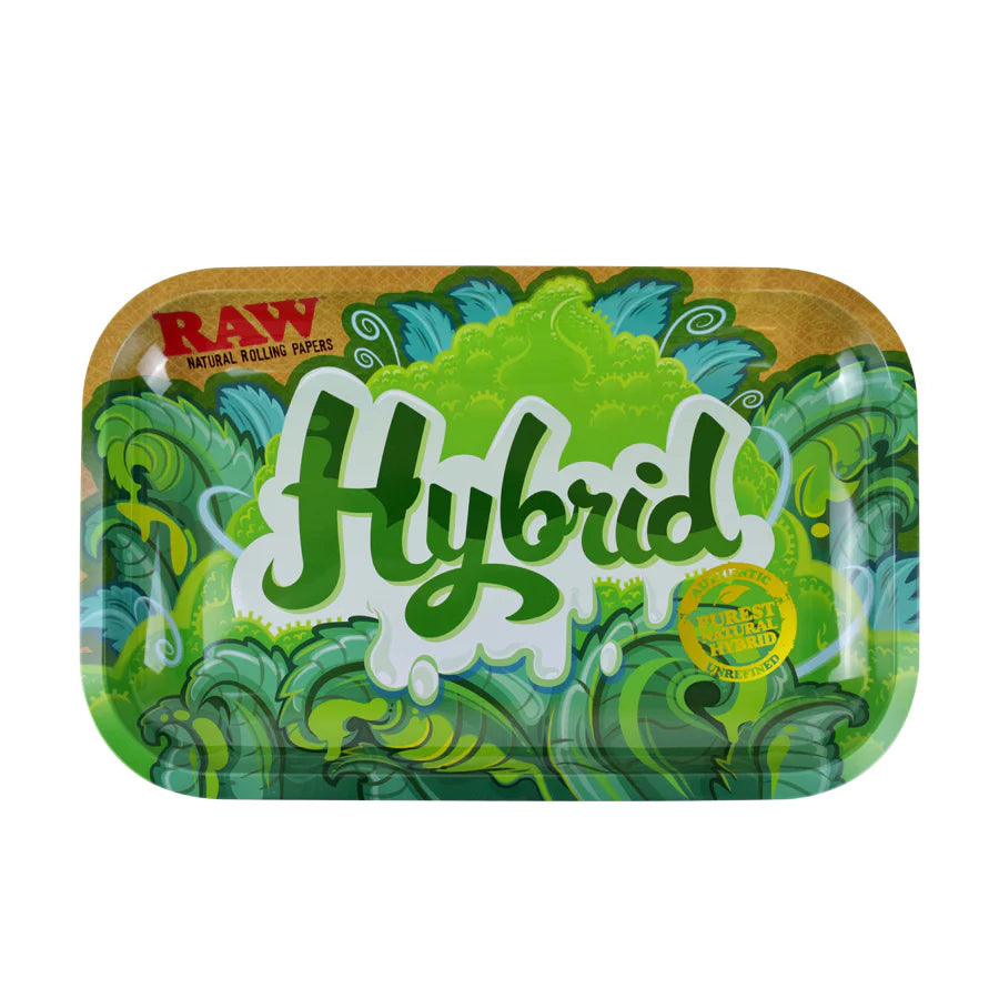 Raw Hybrid medium rolling tray green background-The Wee Smoke Shop