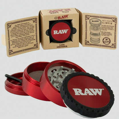 RAW LIFE Grinder-Red-4part Grinders-The Wee Smoke Shop