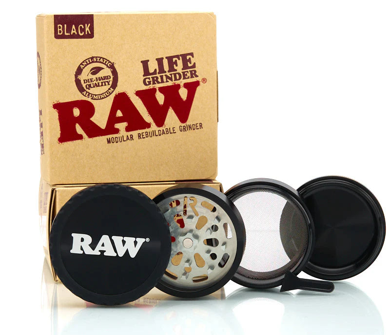 RAW LIFE Grinder-Black-4Part Grinders-The Wee Smoke Shop