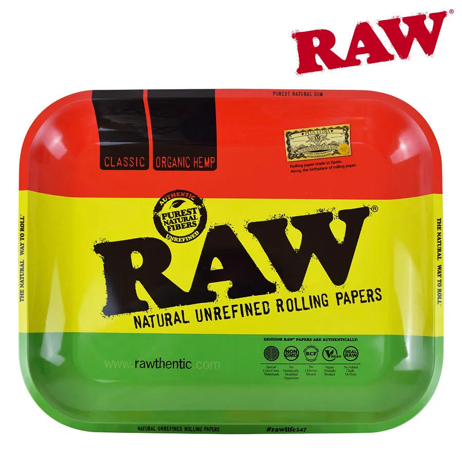 RAW Rasta Large Rolling Tray-Rolling Trays-The Wee Smoke Shop