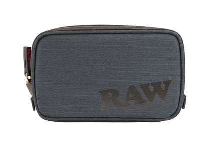Black Smell Proof bag with 'RAW' branding on a white background