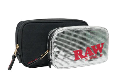 Black Full Ounce pouch with 'RAW' branding on a white background