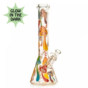 Red Eye 15" Glass Glow-in-the-Dark Magic Mushroom - The Wee Smoke Shop