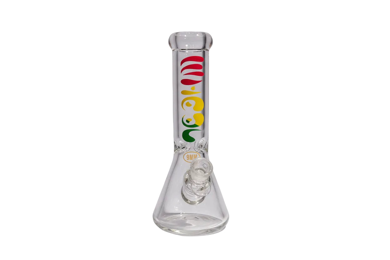 Wheel 11" 9 mm Beaker Bong - Rasta - The Wee Smoke Shop