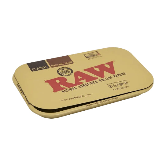 Raw rolling papers tin on a white background