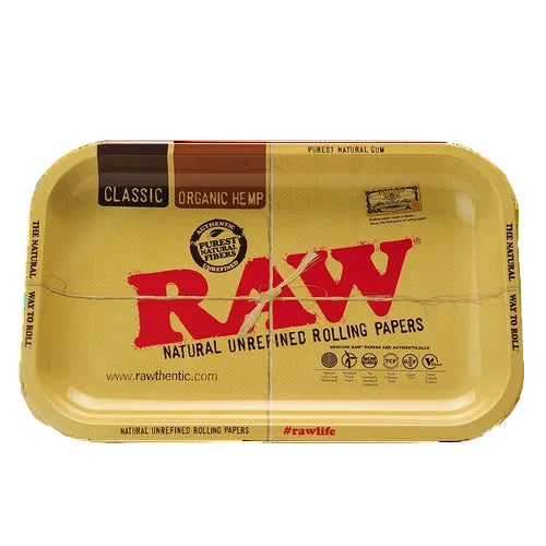 RAW rolling paper tray with red 'RAW' logo on a white background