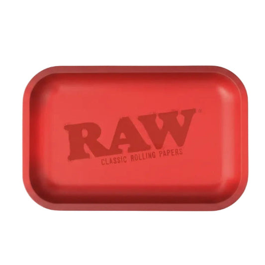 Red tray with 'RAW' branding on a white background