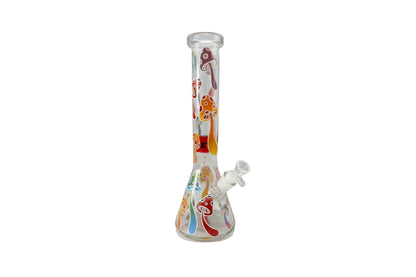 Red Eye 15" Glass Glow-in-the-Dark Magic Mushroom - Clear - The Wee Smoke Shop