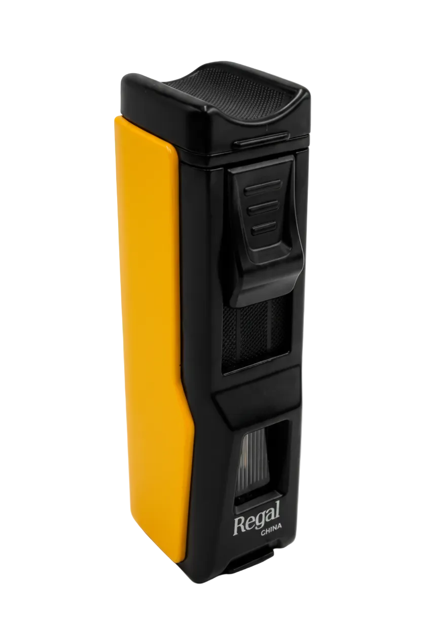 Black and Yellow Regal Nitro 4 Flame Torch Lighter on white background