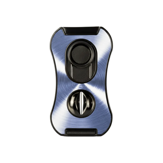 4 flame silver lighter with a v cutter and a O cutter on both sides 