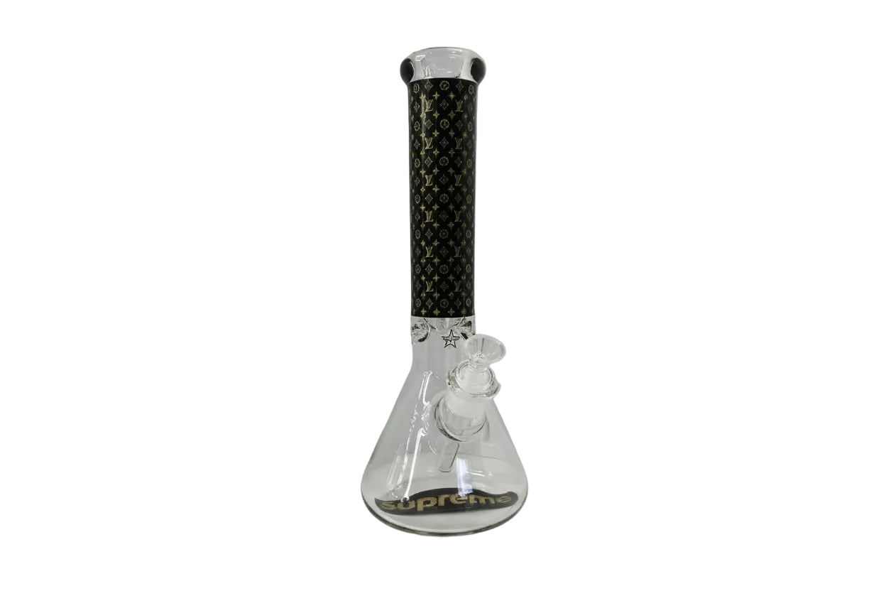 Supreme X LV 14" 9mm Beaker Bong - Black/Gold - The Wee Smoke Shop