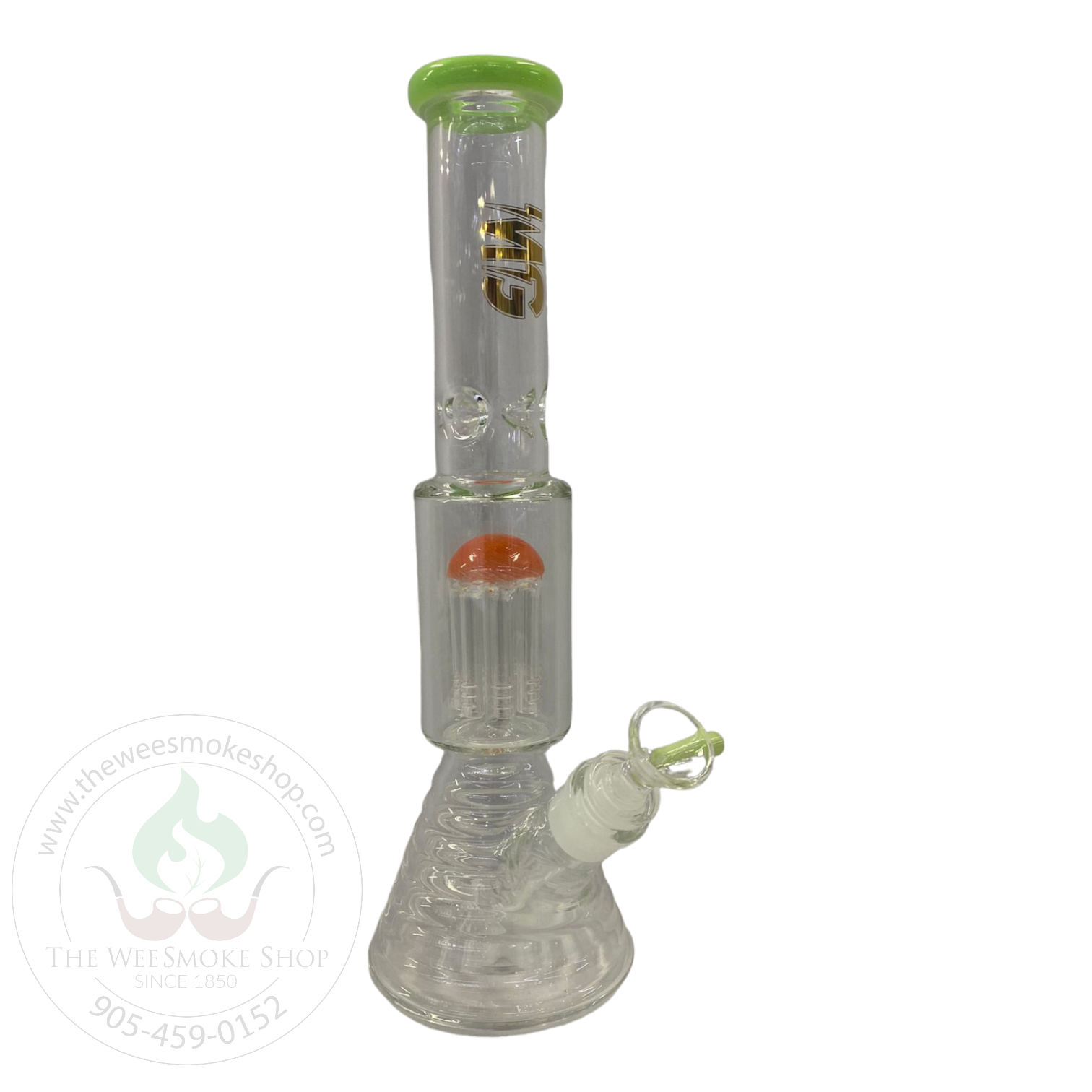 Light Green Make Glass Tree Perc Rippled Bong (14") - Glass Bong - The Wee Smoke Shop