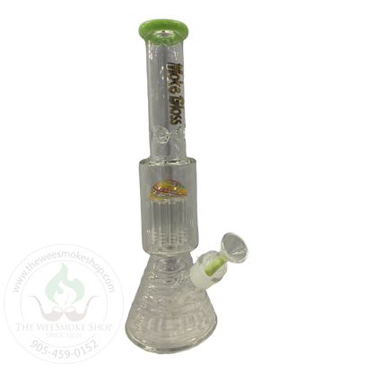 Light Green Make Glass Tree Perc Rippled Bong (14") - Glass Bong - The Wee Smoke Shop