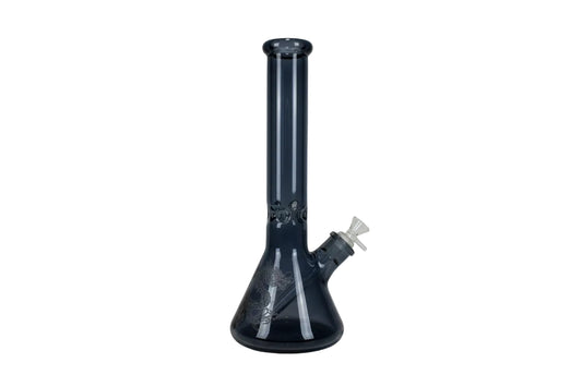 Wheel 14" 7 mm Shiny Beaker Bong - Black - The Wee Smoke Shop