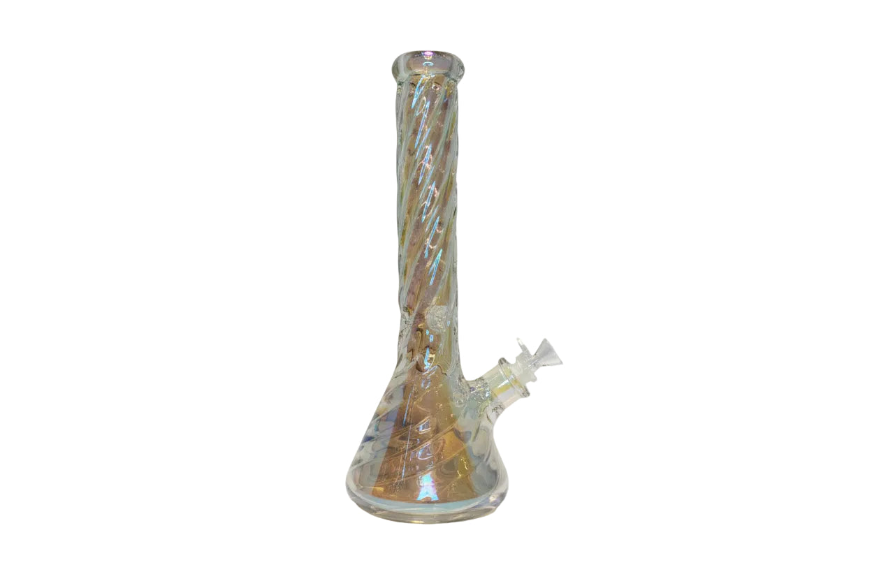 Wheel 14" 7 mm Twisted Beaker Bong - Clear - The Wee Smoke Shop