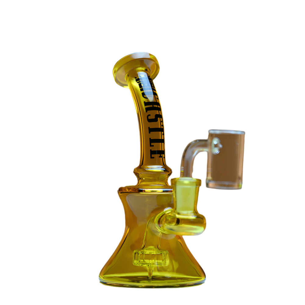 Castle 5" Electroplated Dab Rig-Yellow-The Wee Smoke Shop