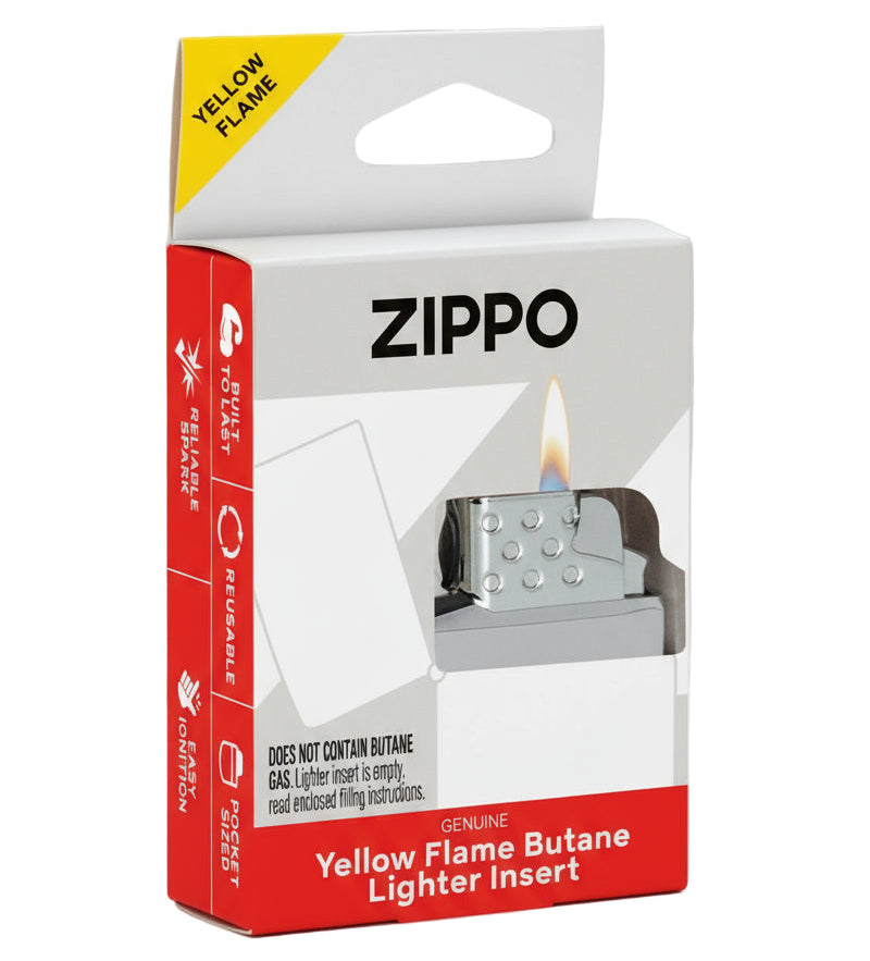 zippo yellow flame butane lighter insert packaging with refillable metal insert displayed - The Wee Smoke Shop