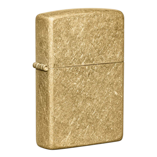 Zippo tumbled brass lighter, vintage distressed brass finish windproof refillable lighter, rugged textured Zippo design - The Wee Smoke Shop
