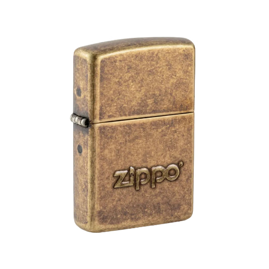 Zippo Antique Stamp Brass Lighter on white background