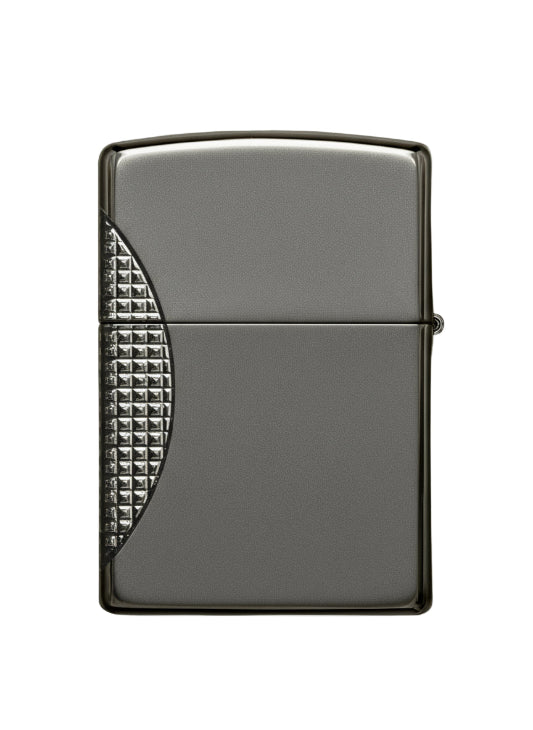 Gray lighter with textured design on a white background