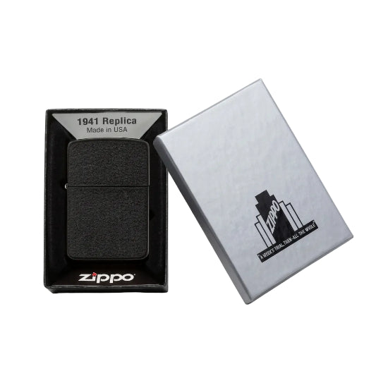 Zippo Black Crackle 1941 Replica Lighter On white background