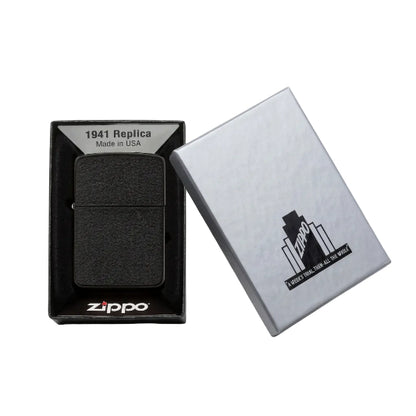 Zippo Black Crackle 1941 Replica Lighter On white background