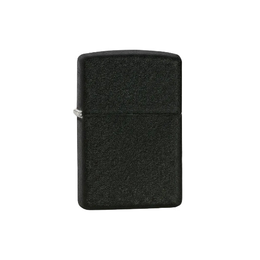 Black textured zippo lighter on a white background