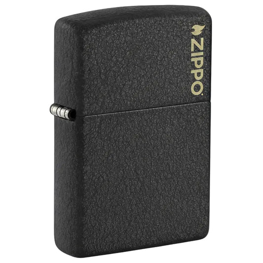 zippo black crackle lighter with gold zippo logo windproof metal lighter - The Wee Smoke Shop