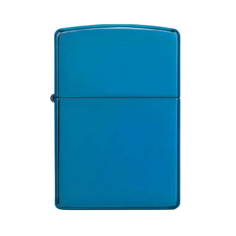 High polish blue Zippo lighter with glossy finish. - The Wee Smoke Shop