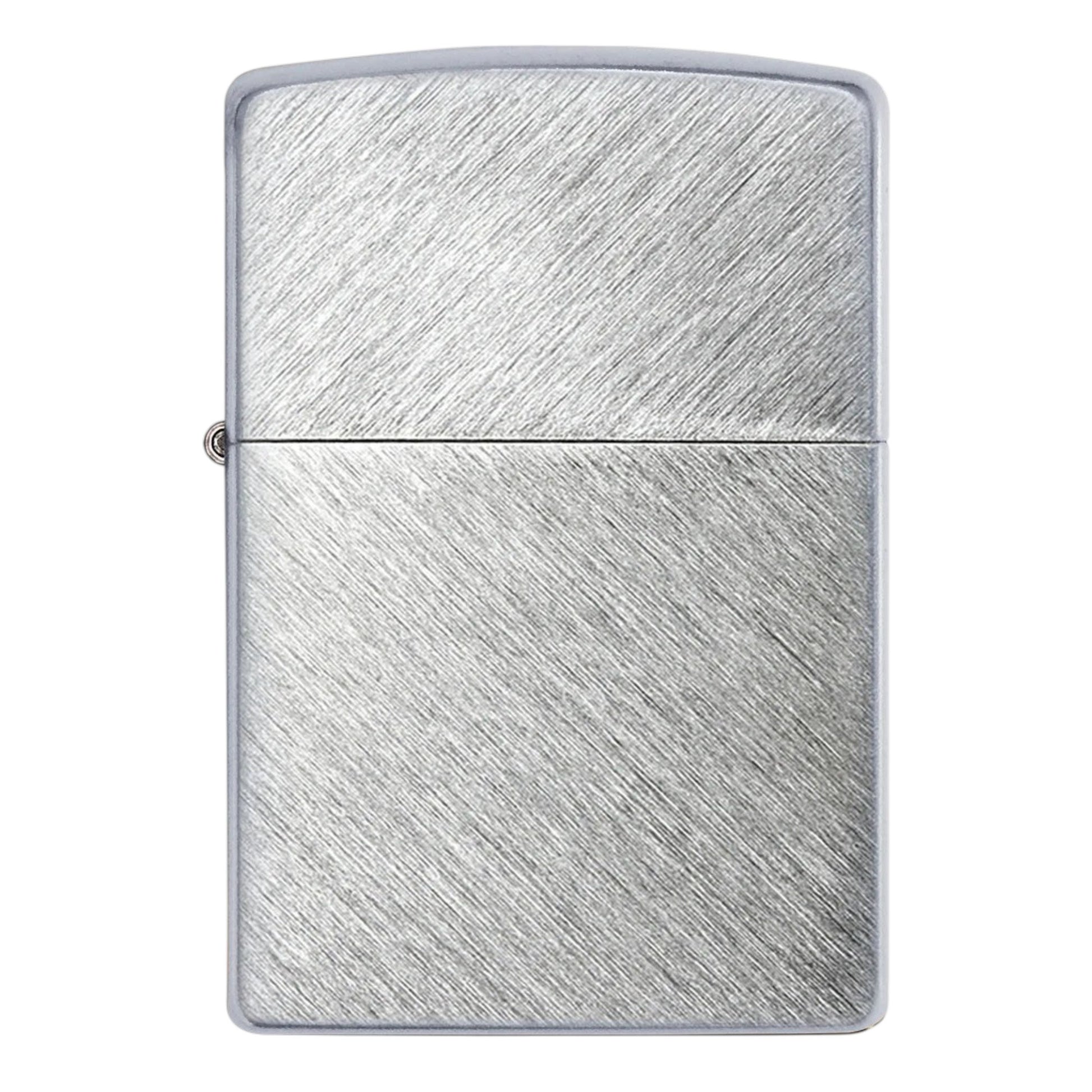 Zippo chrome herringbone lighter, brushed metal texture Zippo lighter, silver windproof refillable Zippo metal lighter - The Wee Smoke Shop