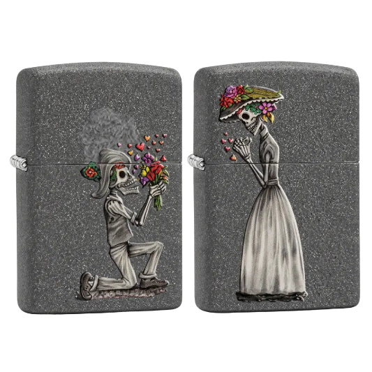 Zippo Day Of Dead Skulls Set On White Background
