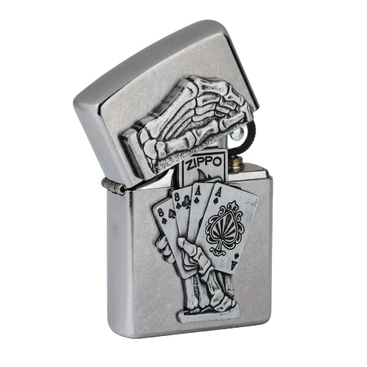 Zippo Dead Man's Hand Emblem Lighter on white background