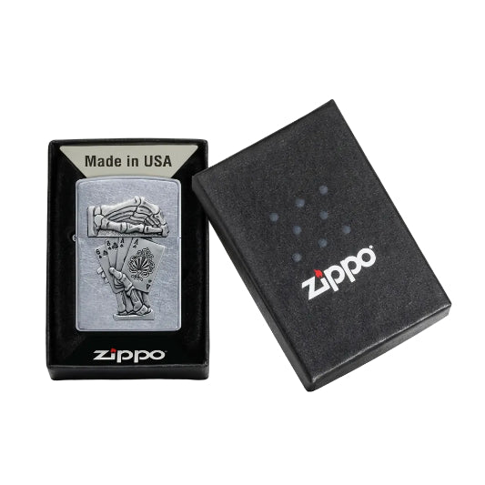 Zippo Dead Man's Hand Emblem Lighter on white background