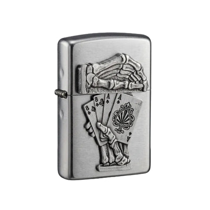 Zippo Dead Man's Hand Emblem Lighter on white background
