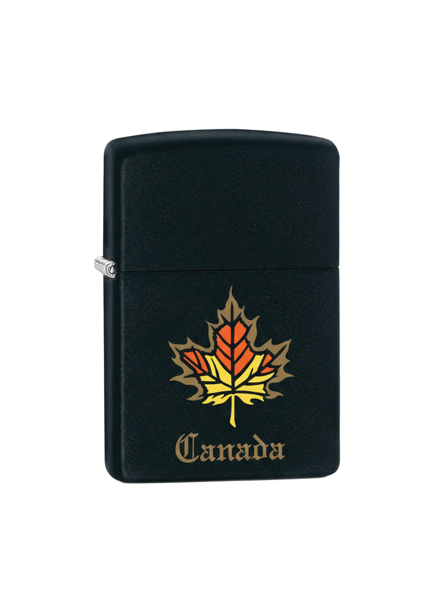 Zippo Matte Black Maple Leaf - The Wee Smoke Shop