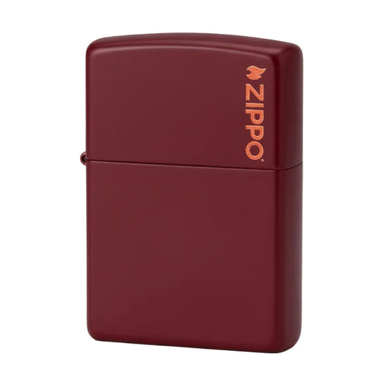Merlot matte Zippo lighter with copper colour Zippo logo. - The Wee Smoke Shop