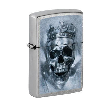 Zippo Metallic Skull Design Lighter On White Background