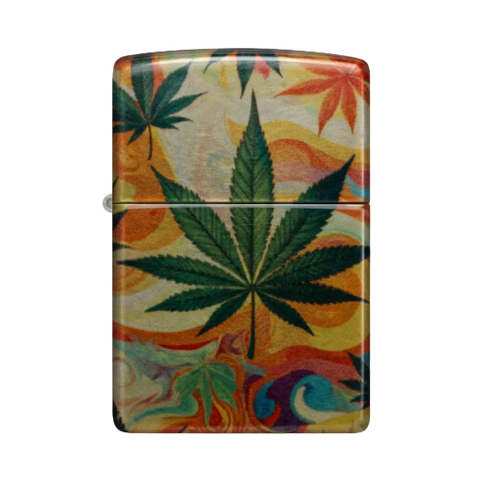 Zippo Psychedelic Leaves Design Lighter On White Background