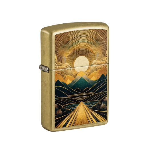 Zippo Through The Mountains Design Lighter On White Background