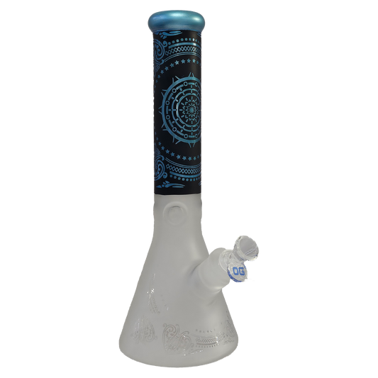 Blue OG 14" Frosted Sandblast Beaker Bong - Glass Bong - The Wee Smoke Shop