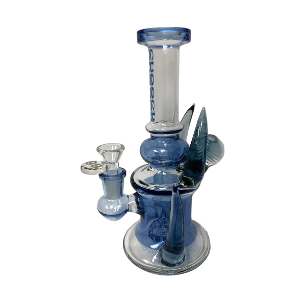 Cheech Clear Glass Horned 8" Dab Rig (CHE - 093,CHE-095) - Blue - The Wee Smoke Shop
