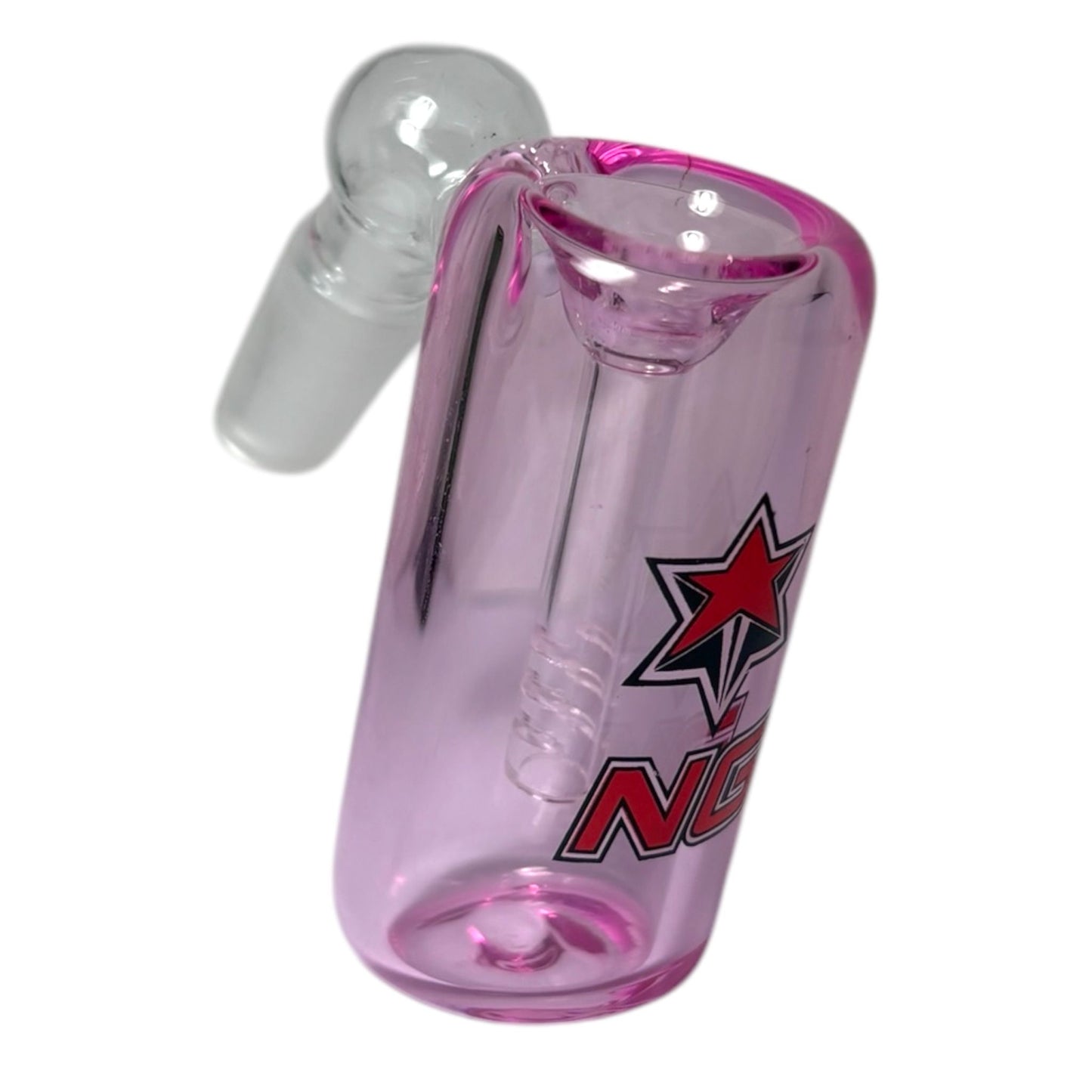 Full Color Cylinder Ash Catcher (14mm) 45° - Pink - The Wee Smoke Shop