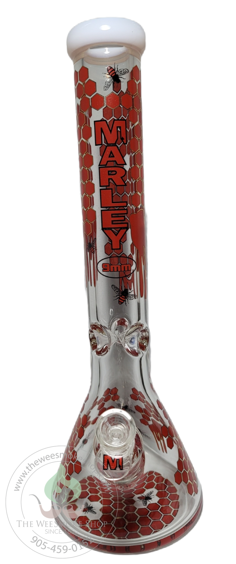 Red Marley (16") Honeycomb Red Bong 9mm-Bongs-The Wee Smoke Shop