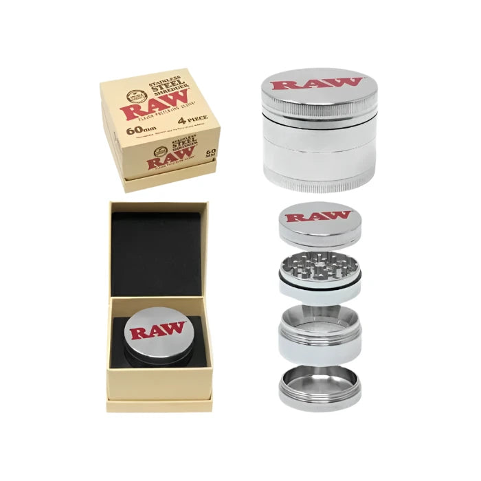 RAW Stainless Steel Grinder - 60mm- The Wee Smoke Shop