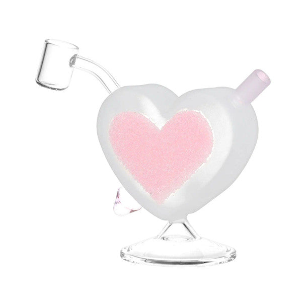  Heart Sparkles Glass Mini Rig - 4.5" - The Wee Smoke Shop