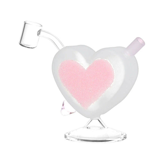  Heart Sparkles Glass Mini Rig - 4.5" - The Wee Smoke Shop